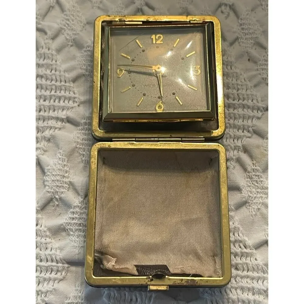 Vintage Westclox portable travel clock and alarm works!! 2-1/4